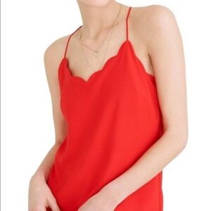 MONTEAU Red Scallop Neckline Cami Tank Top Size Medium
